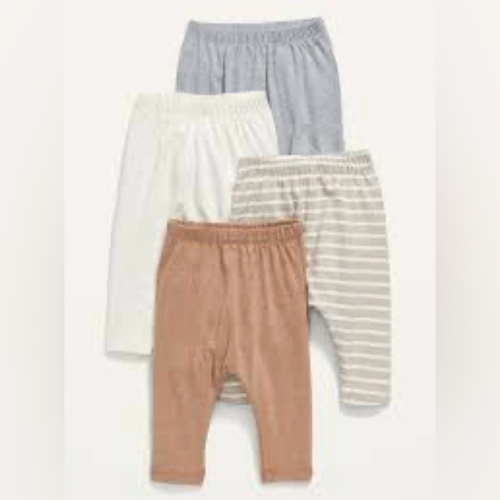 Old Navy 12/18 Unisex 4-Pack U-Shaped Pull-On Pants, Harem Baggy Gray Tan Brown